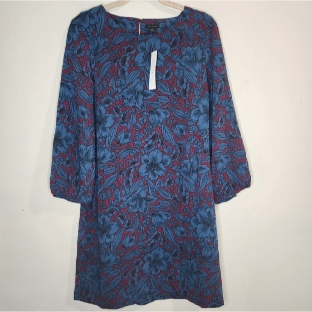 Ann Taylor Dress Women 0 3/4 Sleeve Floral Blouson Keyhole Mini MSRP:$139 NEW